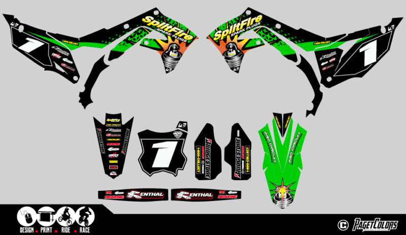 Kit déco KAWASAKI 250 KXF 2021-2024 #1 SPLITFIRE – Image 2
